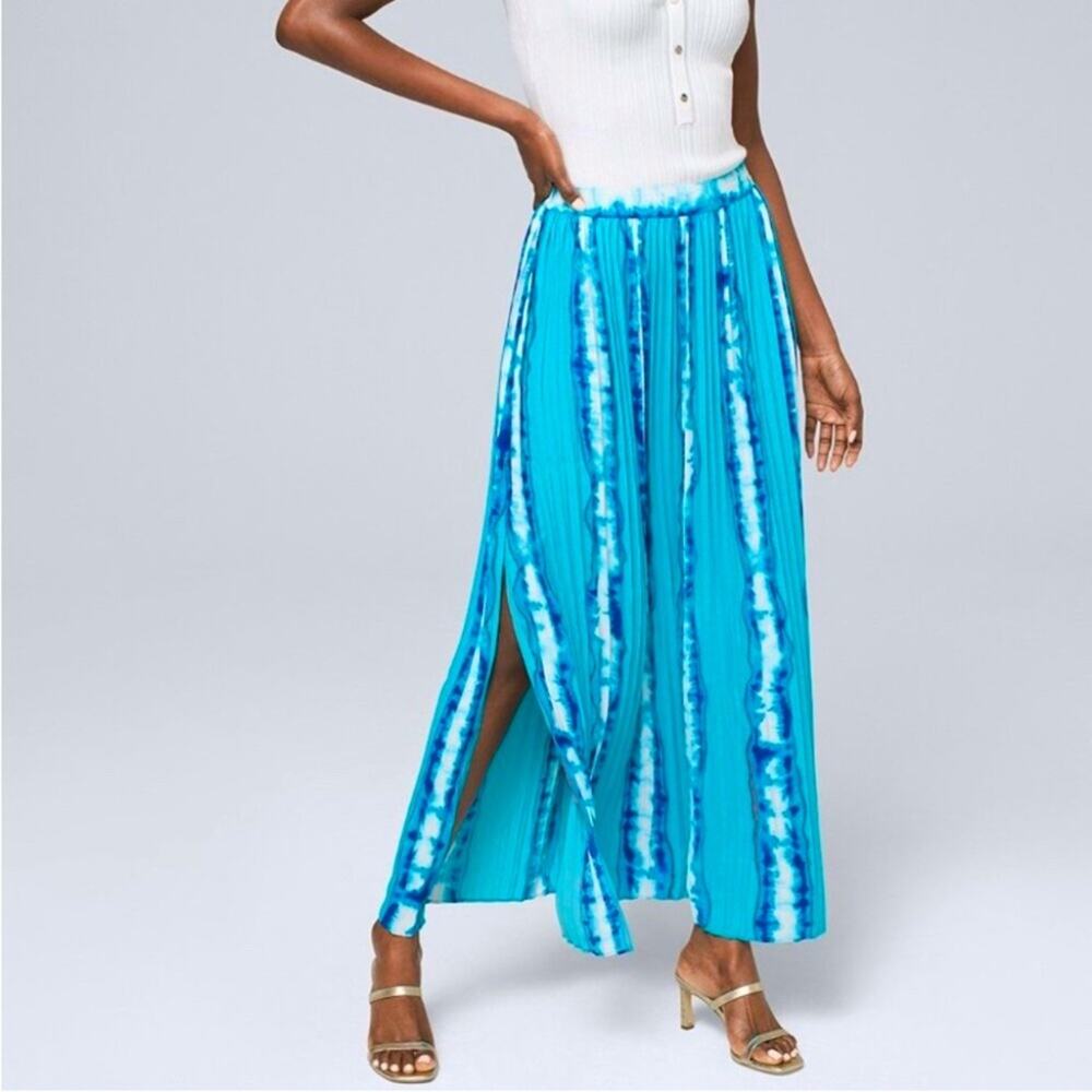 White House Black Market Pleated Tie-Dye Side Slits Maxi Skirt Size 4